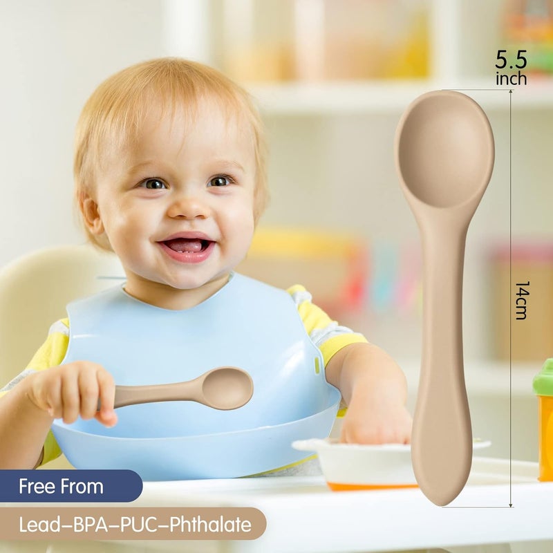 Aedida 5-Piece Silicone Baby Feeding Spoons, Infant Spoon Set Bendable Spoons for Toddlers Soft Tip Baby Training Spoon, First Stage Utensils Feeding Supplies - Image 4